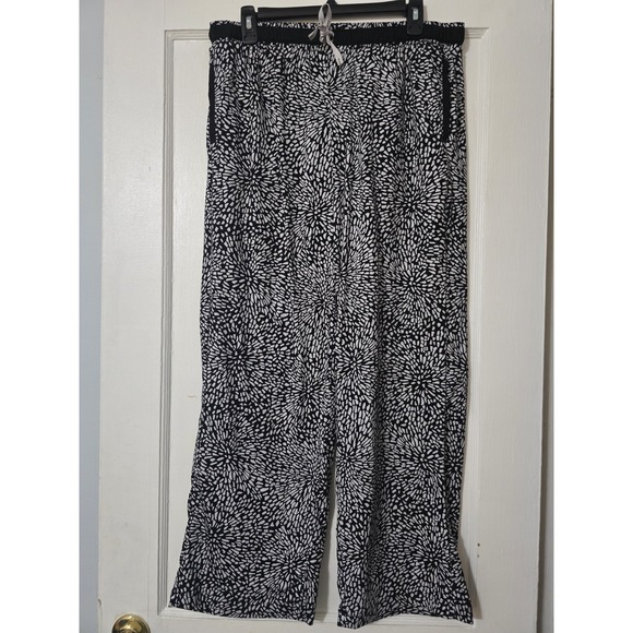 Dkny Pants - DKNY Brushed Jersey Pull On Pants Womens Size Medium Stretch Black White Pockets